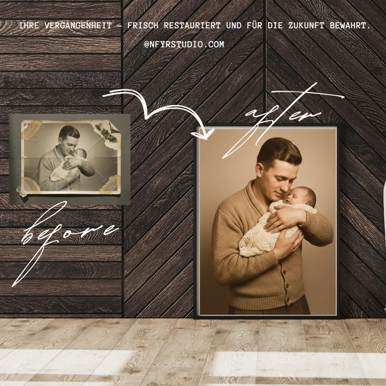 Kaputtes oder vergilbtes Foto reparieren lassen – in wenigen Klicks hochladen und restaurierte Version sicher per E-Mail bekommen