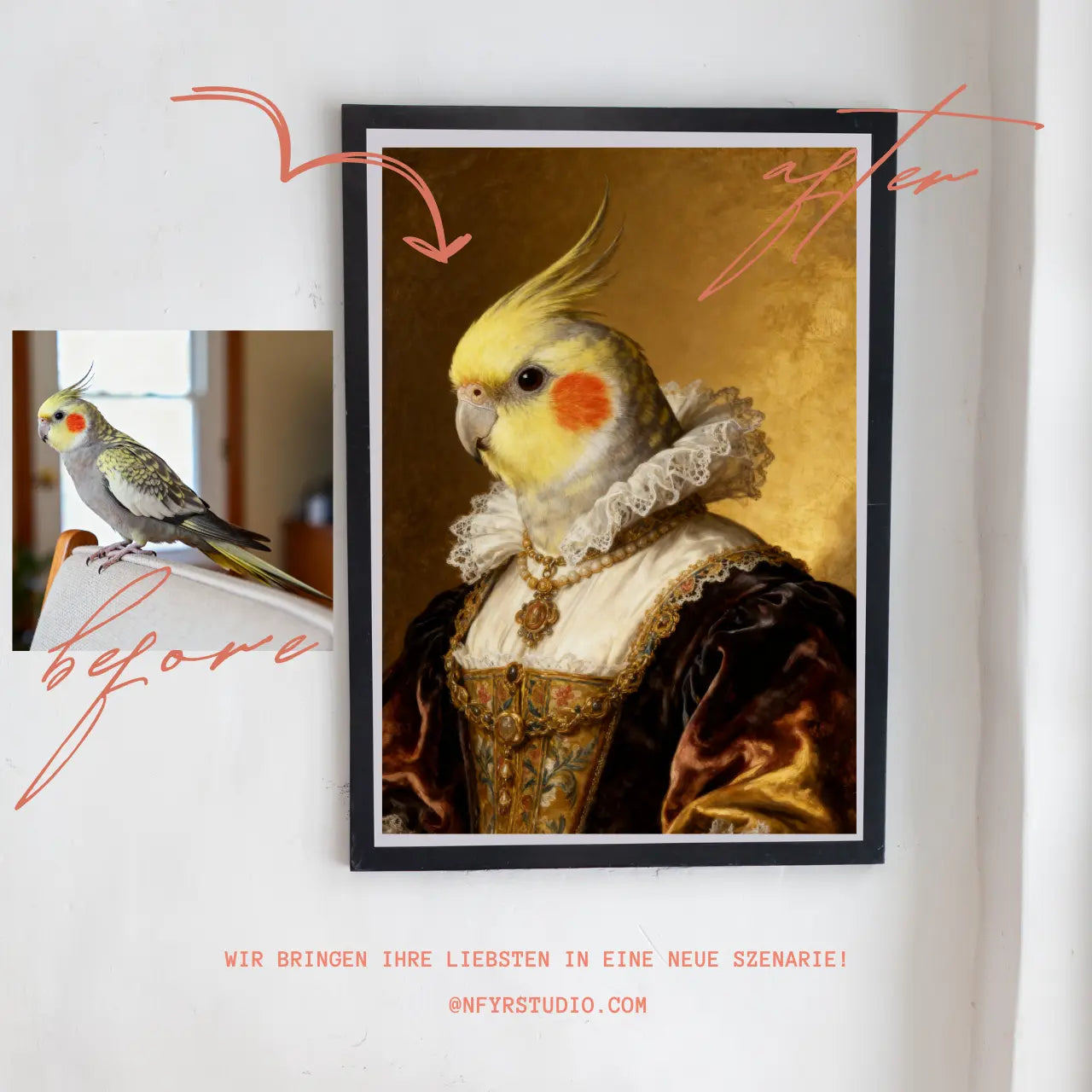 Personalisiertes Tierportrait im Renaissance-Stil – dein Haustier als klassisches Gemälde